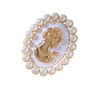 Royal Pearls Ornato Spilla Accessorio In Lega Per Le Donne Moda Distintivo Pin Dress Collare Accessori Regalo Vintage Perle Bellezza Signora Ritratto Corpetto, Small, come descritto