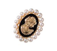 Royal Pearls Ornato Spilla Lega Accessorio per Donna Moda Distintivo Pin Dress Collare Accessori Regalo Vintage Perle Bellezza Signora Ritratto Corpetto, Small, come descritto
