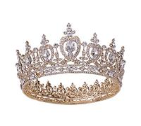 Royal Queen King Crowns Bride Bride Diadem Teste Tiaras Prom Pageant Festa Croona di capelli Croona Capelli (colore in metallo: argento placcato, taglia: corona) (colore oro)