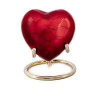 Royal Rapture Love Urn for Ashes Funeral Memorial Cremation Keepsake Heart & Stand (Red.Plain, 3")