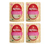 Royal Riso al gelsomino bianco Thai Hom Mali autentico - (confezione da 4) 241 g | Riso al microonde - Contorno cena - Pouch