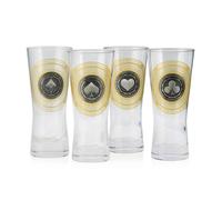 Royal Selangor Ace Collection Set regalo in vetro quartetto Pilsner in peltro di