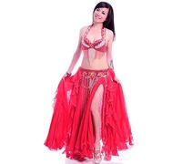 ROYAL SMEELA Danza del Ventre Gonna Cintura Reggiseno 3pcs Set Vestiti Donna Danza del Ventre Abbigliamento Gonna Lunga Donna Flamenco Carnevale Reggiseno Cintura Vestiti per la Danza del Ventre