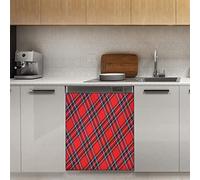 Royal Stewart - Magnete per lavastoviglie, motivo scozzese scozzese, colore: rosso nero a quadri, magnete per decorazione per frigorifero, cucina, porta, 58,4 x 66 cm