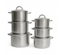Royal Swiss® 18 pezzi in acciaio inox 5-Layer Cookware Set, Frying Pan, Saucepan and Stock Pot with Glass Lid, Saucepans Suitable for All Heat Sources Including Induction (ARGENTO A, 12)