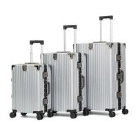 Royal Swiss ® 3 Valigie di lusso, 4 ruote, serratura TSA, manico telescopico regolabile · Valvole a rotelle 360°, Set di valigie, Argento, Zilver, Grand, Modern