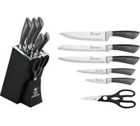 Royal Swiss® Coltello professionale, portacoltelli in legno set di 6 pezzi set di coltelli da cucina set di coltelli da cucina in acciaio inox (1, nero)