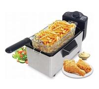 Royal Swiss Friggitrice in acciaio inox doppio vassoio DFX600, 2 termostati indipendenti 6L ciascuno, cestelli rimovibili compatibili lavastoviglie, filtro antiodore, protezione contro il