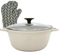 Royal Swiss Pentola con rivestimento in marmo, coperchio in vetro, induzione, 9,5 litri, 32 cm, beige