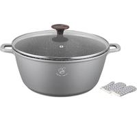 Royal Swiss Pentola con rivestimento in marmo, coperchio in vetro, induzione, 9,5 litri, 32 cm, grigio
