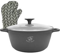 Royal Swiss Pentola con rivestimento in marmo, coperchio in vetro, induzione, 9,5 litri, 32 cm, nero