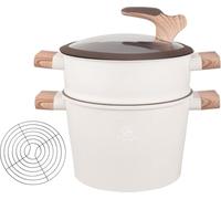 Royal Swiss Pentola da 24 cm - Stoompan/Couscous 6,5 l • Induzione e tutti i piani cottura • Vapore in acciaio inox con coperchio in vetro • Cucina sana verdure, pesce e couscous