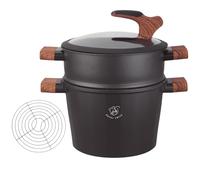 Royal Swiss Pentola da 24 cm - Stoompan/Couscous 6,5 l • Induzione e tutti i piani cottura • Vapore in acciaio inox con coperchio in vetro • Cucina sana verdure, pesce e couscous