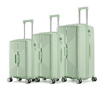 ROYAL SWISS Set di 3 valigie in polipropilene (PP) - Trolley rigido 20/24/28 pollici con serratura a combinazione TSA, ruote doppie a 360°, design X, verde chiaro
