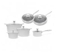 Royal swiss Set di pentole e padelle a tre strati in acciaio inox Tri-ply, pentole antiaderenti compatibili con tutti i tipi di piani cottura (12 pezzi)
