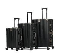 Royal Swiss Set di valigie 3 pezzi - Nero elegante - guscio rigido leggero in ABS, ruote girevoli a 360° - bagaglio cabina (S), medio (M) e grande (L) - durevole e resistente ai graffi
