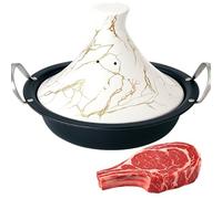 Royal Swiss Tajine 38 cm - Acciaio inox, rivestimento antiaderente, coperchio in porcellana - Adatto a tutte le fonti di calore, induzione, gas, elettrico - Cottura sana