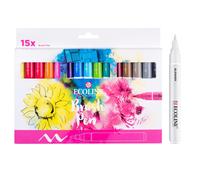 Royal Talens Ecoline Liquido Acquerello Pennello Penne - Set Di 15 Colori +