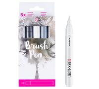 Royal Talens Ecoline Pennarelli Acrilici Liquidi Grigi Set Di 5 + Blender