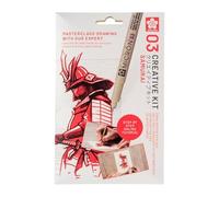 ROYAL TALENS Sakura Creative Kit, 3 penne, 3 fogli di carta A6 Multi Media (Samurai) - Kit di illustrazione per Adolescenti e Adulti, Non pieghevole