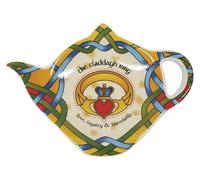 Royal Tara Claddagh - Set porta bustine di tè irlandese, con motivo irlandese, porta bustine di tè, sottobicchiere per bustine di tè, piattino in porcellana Bone China da 15,2 cm