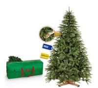 Royal Trees Albero di Natale artificiale, 220 cm, abete scandinavo artificiale, denso albero di Natale con 905 punte, albero di abete rosso, grande con robusto supporto in legno e custodia