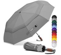 Royal Walk Ombrello Pieghevole Antivento Viaggio Pioggia Portatile Piccolo | Ombrello Uomo Donna Compatto da Borsa Automatico Apri Chiudi, Resistente al Vento, Antigoccia, Manico in Legno, Grande 103 cm