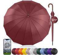 Royal Walk Ombrello Pioggia Grande Antivento Resistente Uomo Donna Classico | Ombrello da Pioggia XXL Per 2 Persone da Golf, Apertura Automatica, Antigoccia, 16 Stecche, Manico In Legno, Custodia, 120 cm