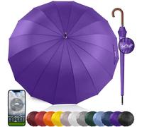 Royal Walk Ombrello Pioggia Grande Antivento Resistente Uomo Donna Classico | Ombrello da Pioggia XXL Per 2 Persone da Golf, Apertura Automatica, Antigoccia, 16 Stecche, Manico In Legno, Custodia, 120 cm