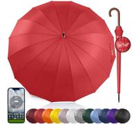 Royal Walk Ombrello Pioggia Grande Antivento Resistente Uomo Donna Classico | Ombrello da Pioggia XXL Per 2 Persone da Golf, Apertura Automatica, Antigoccia, 16 Stecche, Manico In Legno, Custodia, 120 cm