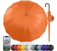 Royal Walk Ombrello Pioggia Grande Antivento Resistente Uomo Donna Classico | Ombrello da Pioggia XXL Per 2 Persone da Golf, Apertura Automatica, Antigoccia, 16 Stecche, Manico In Legno, Custodia, 120 cm