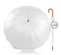 Royal Walk Ombrello Pioggia Grande Antivento Resistente Uomo Donna Classico | Ombrello da Pioggia XXL Per 2 Persone da Golf, Apertura Automatica, Antigoccia, 16 Stecche, Manico In Legno, Custodia, 120 cm