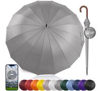 Royal Walk Ombrello Pioggia Grande Antivento Resistente Uomo Donna Classico | Ombrello da Pioggia XXL Per 2 Persone da Golf, Apertura Automatica, Antigoccia, 16 Stecche, Manico In Legno, Custodia, 120 cm