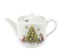 Royal Worcester Oh Christmas Tree - Teiera in porcellana fine Bone China, dipinta a mano, lavabile in lavastoviglie e adatta al microonde, teiera moderna ideale per riunioni di vacanza