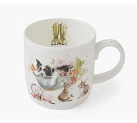 Royal Worcester Wrendale Deigns Sleeping on The Job - Tazza in ceramica con motivo cane e gatto, 0,3 l