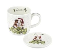 Royal Worcester Wrendale Designs - Set tazza e sottobicchiere con motivo natalizio con cavie