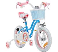 RoyalBaby Stargirl Bicicletta per bambini Ragazza Bicicletta con freno a mano e sottobicchiere 14 pollici Da anni Bicicletta per bambini Blu