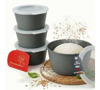 RoyalFay Set di 4 scatole per pizza in plastica biologica riciclabile con coperchio, impilabili per pasta di pizza, lievito e ingredienti, Made in Germany