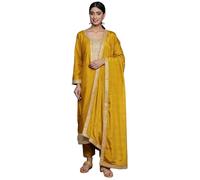 ROYALICA Pigiama da donna Kurta in cotone, giallo, M