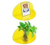 ROYALITA Piccoli ripiani galleggianti in acrilico (confezione da 2, diametro 20,3 cm) - Espositore da parete per piante, giocattoli, trucchi e altro ancora - ideale per casa e ufficio, giallo