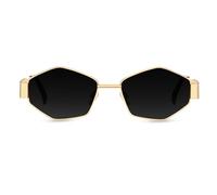 Royaltail Occhiali da sole ovali retrò vintage per donne e uomini | Occhiali da sole alla moda, eleganti e resistenti in metallo alla moda anni '90 con lenti di protezione UV 400, Dorato - Nero, 55