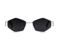 Royaltail Occhiali da sole ovali retrò vintage per uomo e donna, alla moda, eleganti e durevoli, montatura in metallo anni '90, occhiali da sole con lenti di protezione UV 400, argento/nero, 55