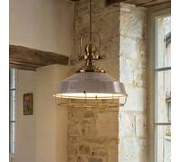 ROYALTECH Lampada a sospensione Astel, grigio, Ø 41 cm, metallo, dettaglio in ottone ROYALTECH