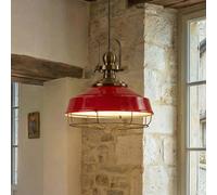 ROYALTECH Lampada a sospensione Astel, rossa, Ø 41 cm, metallo, dettaglio in ottone antico ROYALTECH