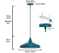 ROYALTECH Lampada a sospensione Claus, blu/oro, Ø 35 cm, metallo, E27 ROYALTECH