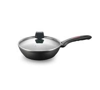 ROYALTY LINE, Padella alta in alluminio forgiato con rivestimento in marmo, Compatibile con Gas, Elettrico, Ceramica, Alogena, Induzione, 28 cm, colore marmo