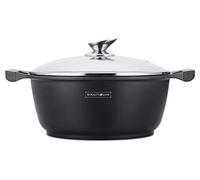 Royalty Line RL-BS26M Pentola con rivestimento antiaderente, coperchio in vetro, induzione, 26 cm, Nero