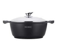Royalty Line - RL-BS32M - Pentola con con Rivestimento Antiaderente, Coperchio in Vetro, Induzione, 32 cm, Nero - Nuovo modello