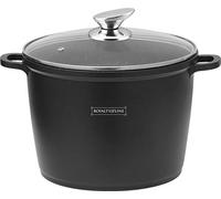 Royalty Line RL-ADM 24 - Casseruola profonda con rivestimento in marmo e coperchio in vetro, 28 cm, colore: Nero