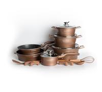 Batteria Set Pentole Padelle Cucina a Gas e Induzione 14 Pezzi In Pietra Lavica